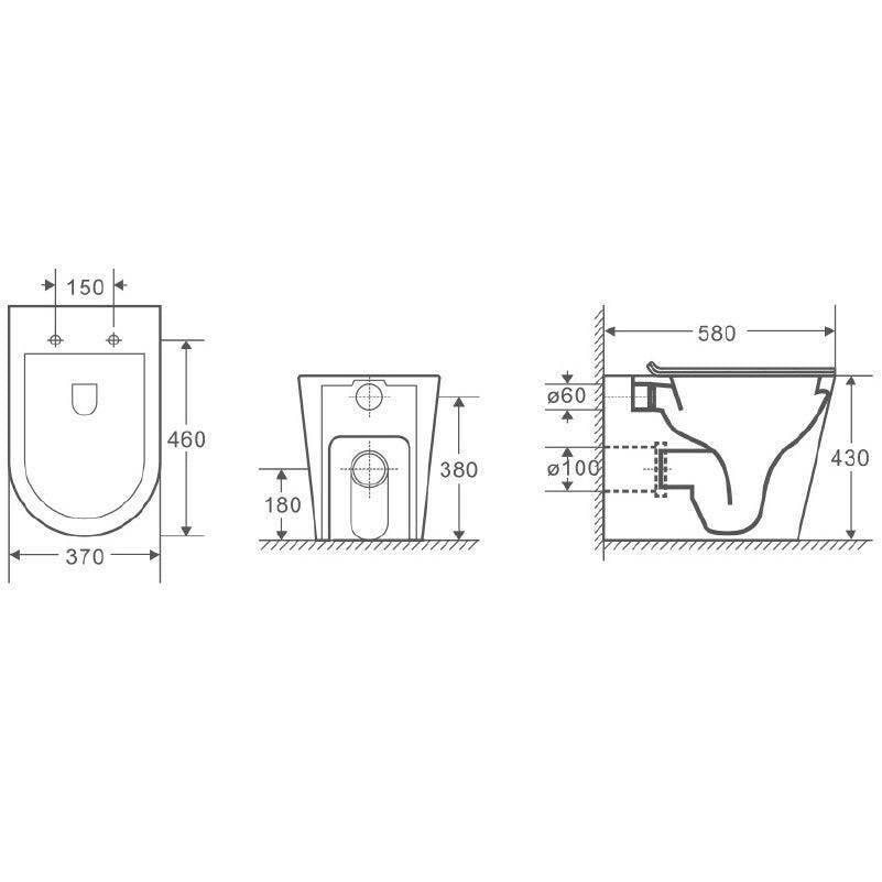 Wellis Clement álló Rimless WC, 37x58x43 cm (WF00072)