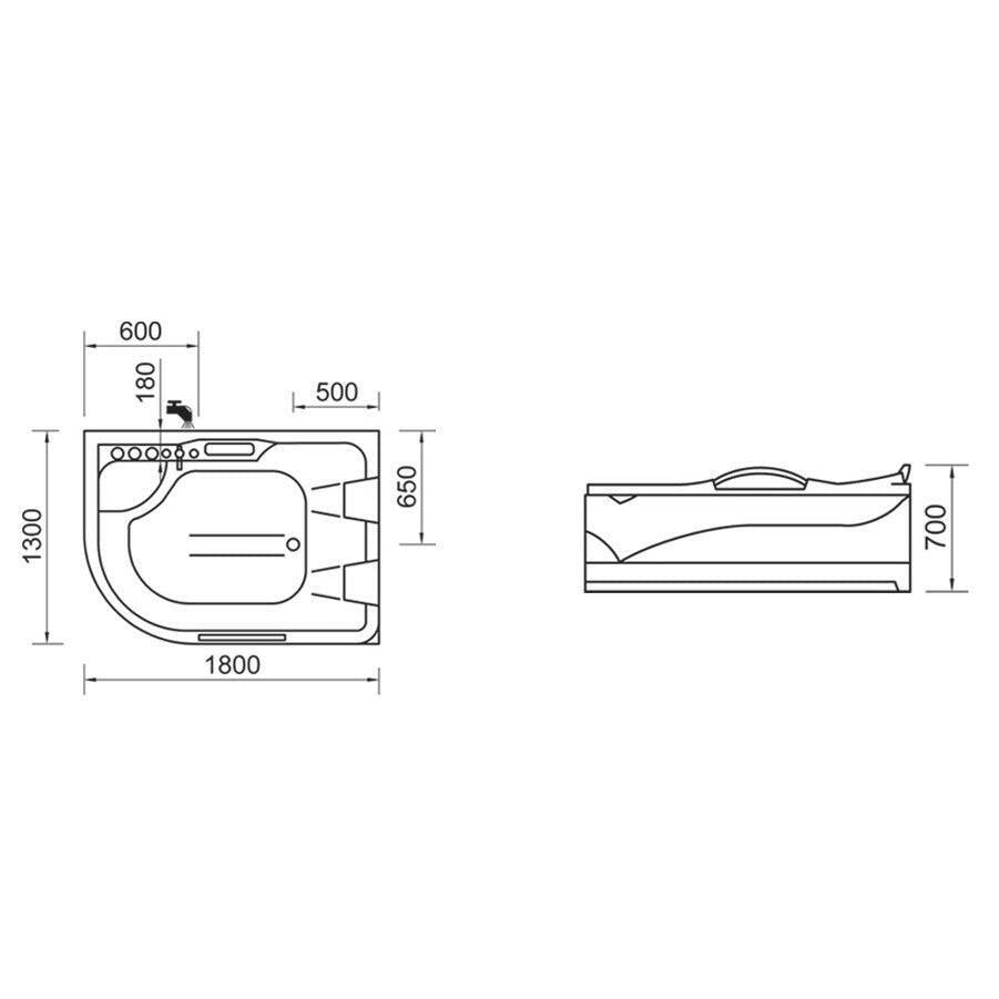 Wellis Dublo Hydro™, hidromasszázs kád, csaptelep nélkül, 180x130x70 cm (WK00005 - 2)