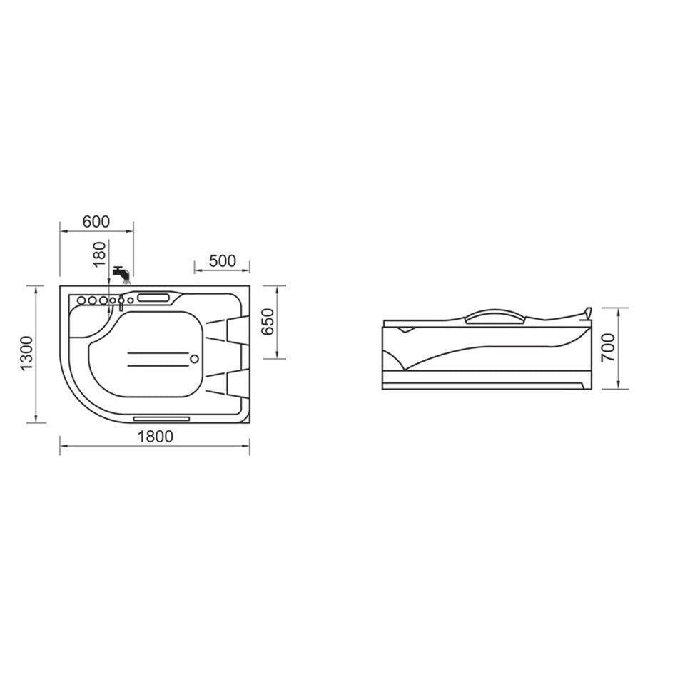 Wellis Dublo E - Max™, hidromasszázs kád, csaptelep nélkül, 180x130x70 cm (WK00005 - 7)