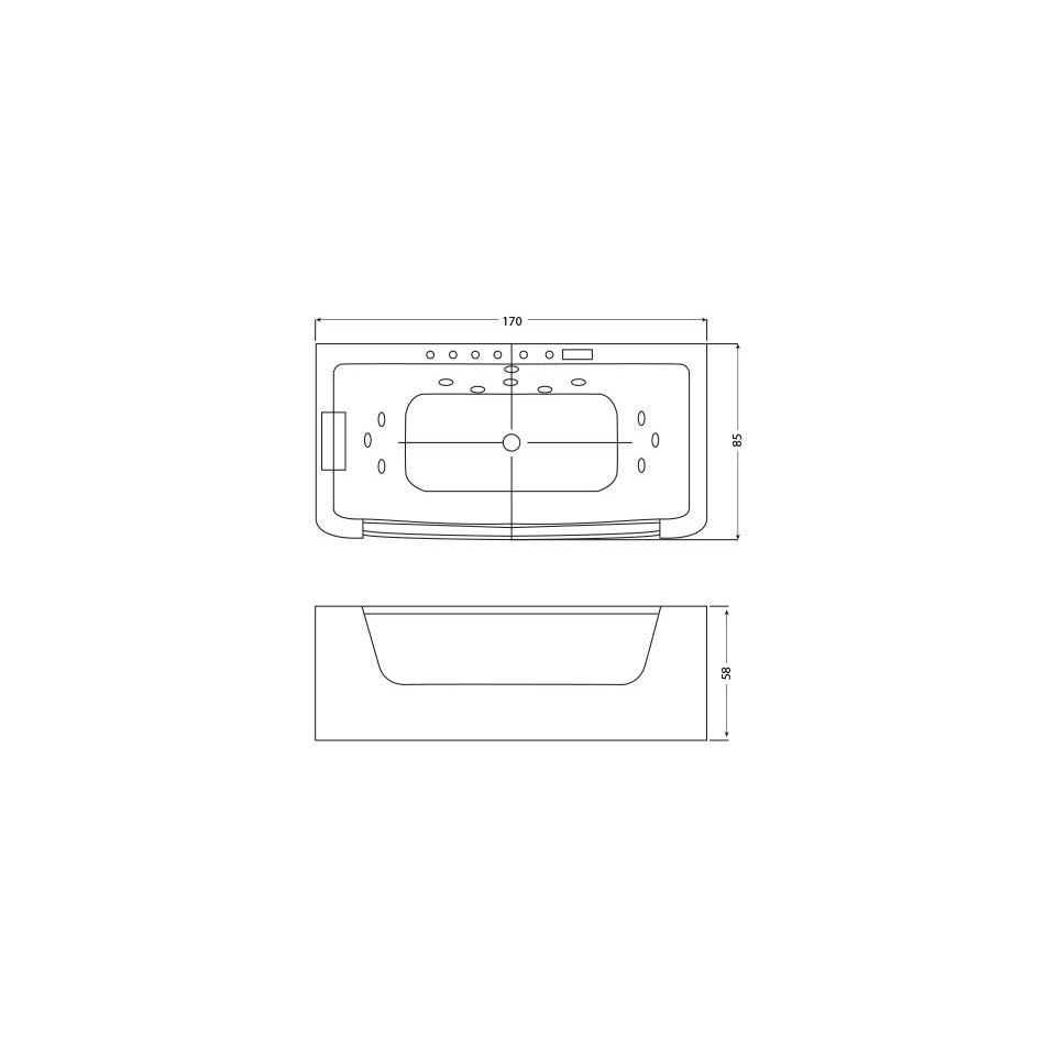 Wellis Rhone E-Drive™, hidromasszázs kád, Flipper csapteleppel (170x85x58)-1