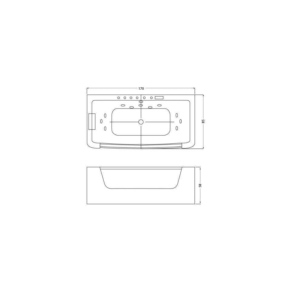 Wellis Rhone E - Drive™, hidromasszázs kád, csaptelep nélkül, 170x85x58 cm (WK00139)