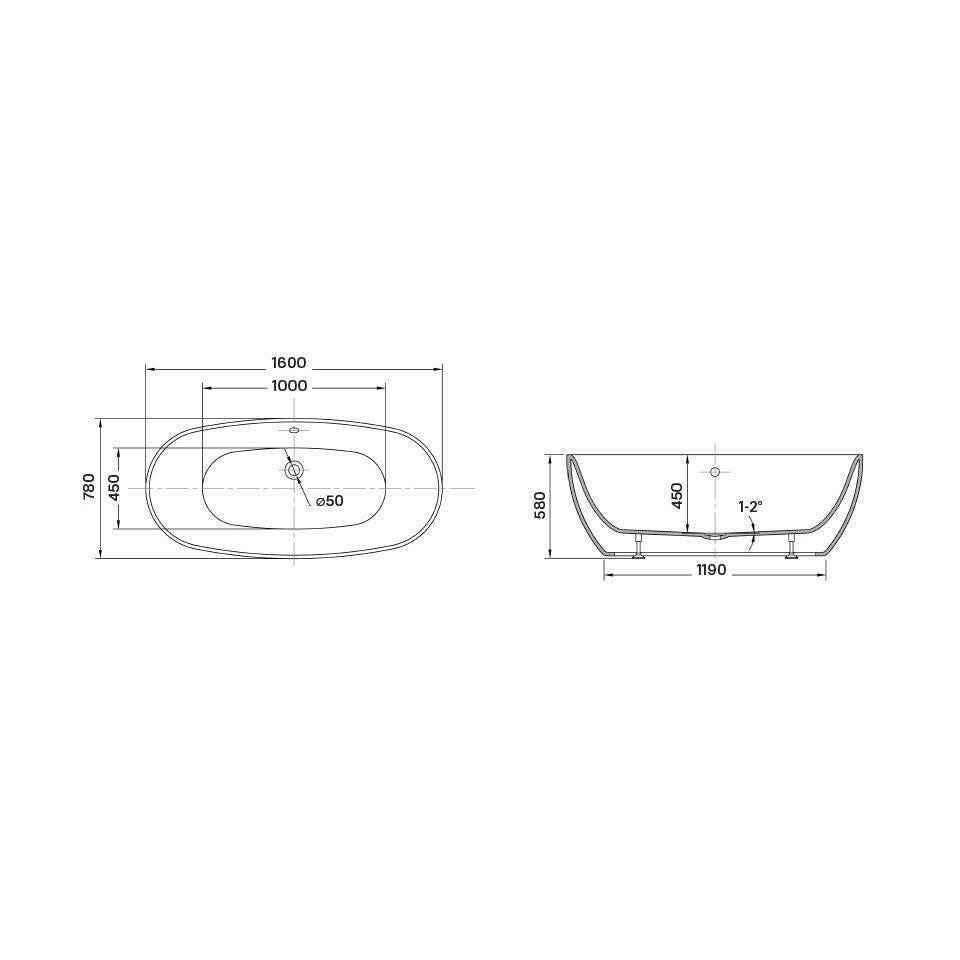 Wellis Oval 160 szabadon álló kád, 160x78x58 cm (WK00142)