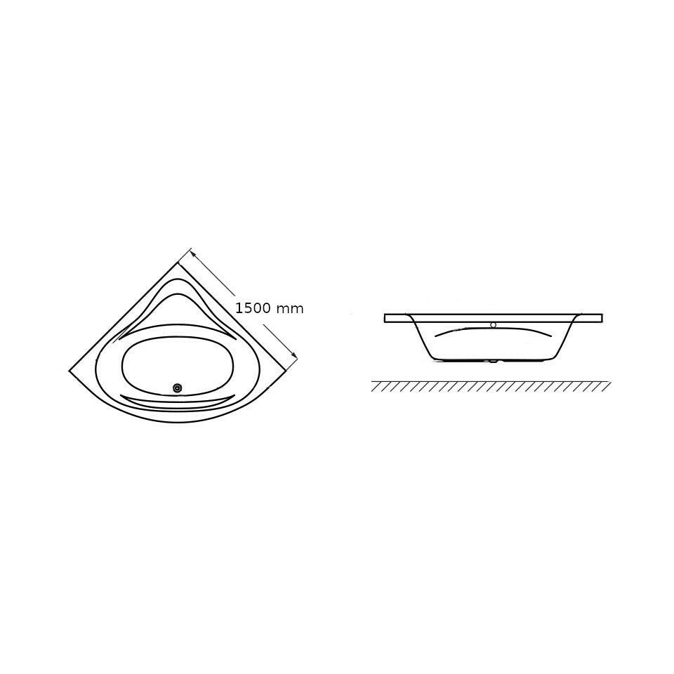 Wellis Bled E-Max™ 150, hidromasszázs kád, Flipper (150x150x64)-1