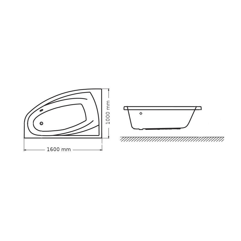 Wellis Matana Hydro™ 160, hidromasszázs kád, csaptelep nélkül, JOBBOS (160x100x60)-1