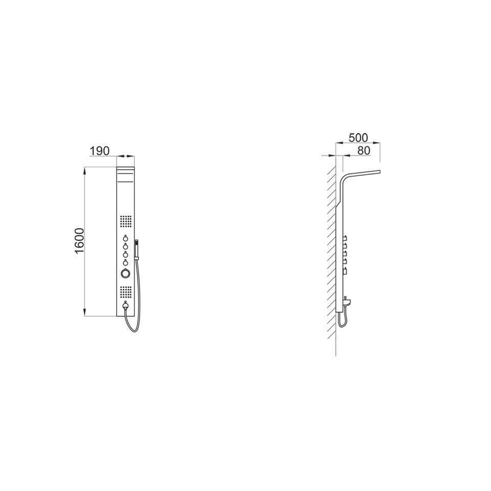 Wellis Mariner Silver termosztátos zuhanypanel (19x50x160) (WZ00086)
