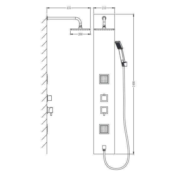 Wellis Paloma sarok zuhanypanel (21x55x140)-3