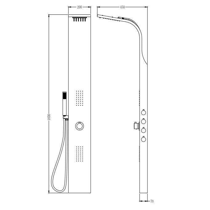 Wellis Mona termosztátos zuhanypanel (22x45x160) (WZ00090)