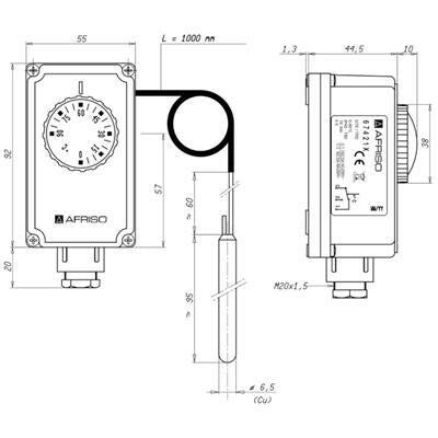 Afriso GTK/7RD kapil. term. 0-90°C 1 m-1