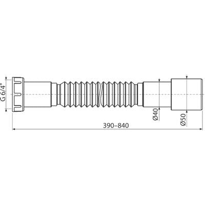 Alcaplast A770 flexibilis bekötőcső 6/4"x40/50 műanyag-1