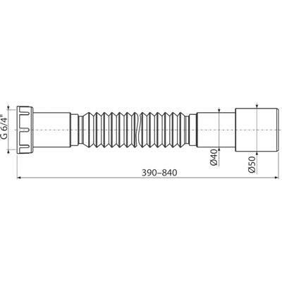 Alcaplast A770 flexibilis bekötőcső 6/4"x40/50 műanyag (ALCAP - A770)