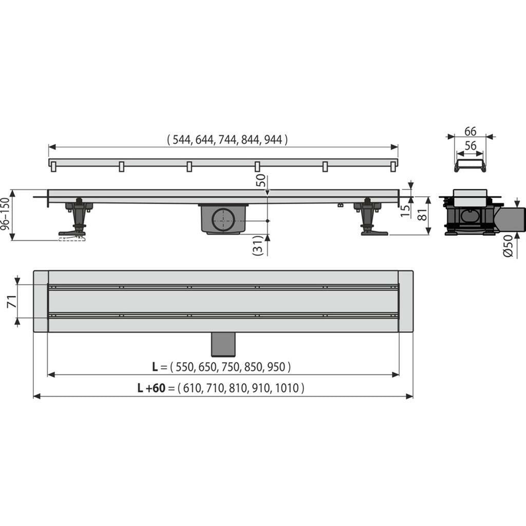 Alcaplast Zuhanyfolyóka APZ13 - 750 DOUBLE9 (APZ13 - 750D9)