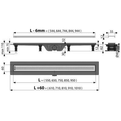 Alcaplast Zuhanyfolyóka APZ9 - 950 egyenes