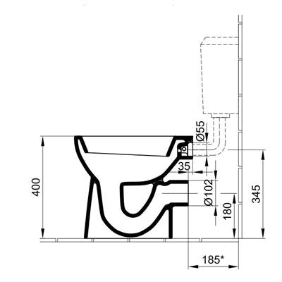 Alföldi Bázis WC csésze hátsó kifolyású, lapos öblítésű 4030 00 01-2