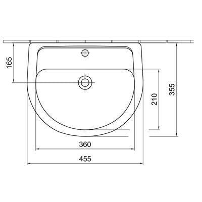 Alföldi Bázis kézmosó 46x36 cm 1 furattal középen 4145 45 01-3