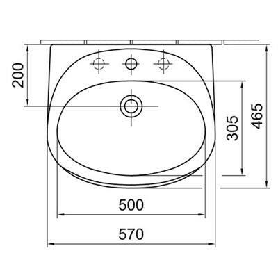 Alföldi Bázis mosdó 57x47 cm 1 furattal középen 4163 01 01-1