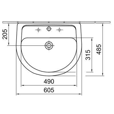 Alföldi Bázis mosdó 60x49 cm 1 furattal középen 4191 60 01-2