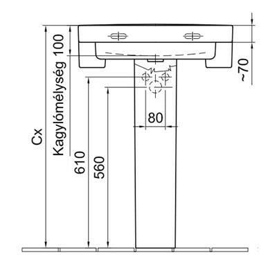 Alföldi Liner mosdó 61x47 cm 1 furattal + Easyplus 5108 L1R1 (Kifutó)-2