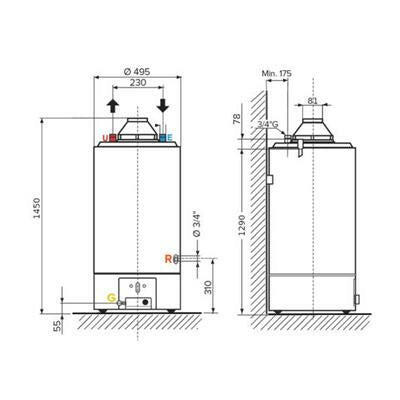 Ariston SGA X 160 EE gázüzemű vízmelegítő kéményes, álló, 150 literes (3211168)-1