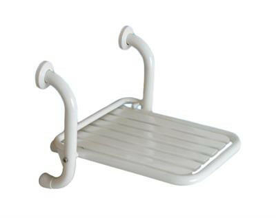 BK felhajtható zuhanyszék, falra szerelhető, 330 x 440 mm, rozsdamentes acélból, fehérre szinterezve-0