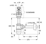 BONOMINI Mosogatószifon 6/4" 1med. feh (1279CP40BO) - kifutó-1