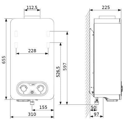 Bosch Therm 4200 WR10 - 4 KB, elemes gyújtású fali kéményes vízmelegítő, 10 l/perc (7736506003)