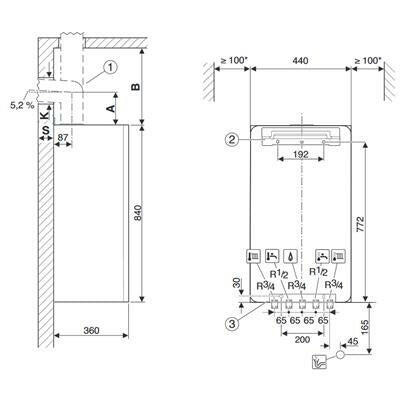 Bosch Condens 7000 iW GC7000iW 24 P 23 fűtő 24 kW kondenzációs gázkazán fehér üveg burkolattal (7736901346)