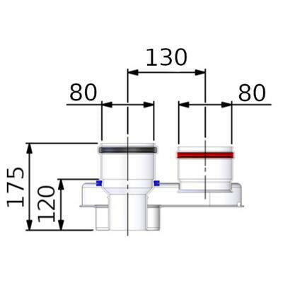 Tricox PPs/Alu osztó adapter, 80/125 - 2x80mm-2