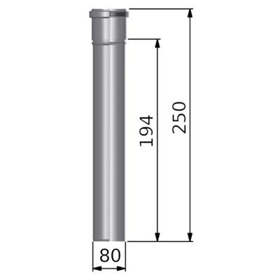 Tricox PPs cső 80mm, hossz: 250mm-1