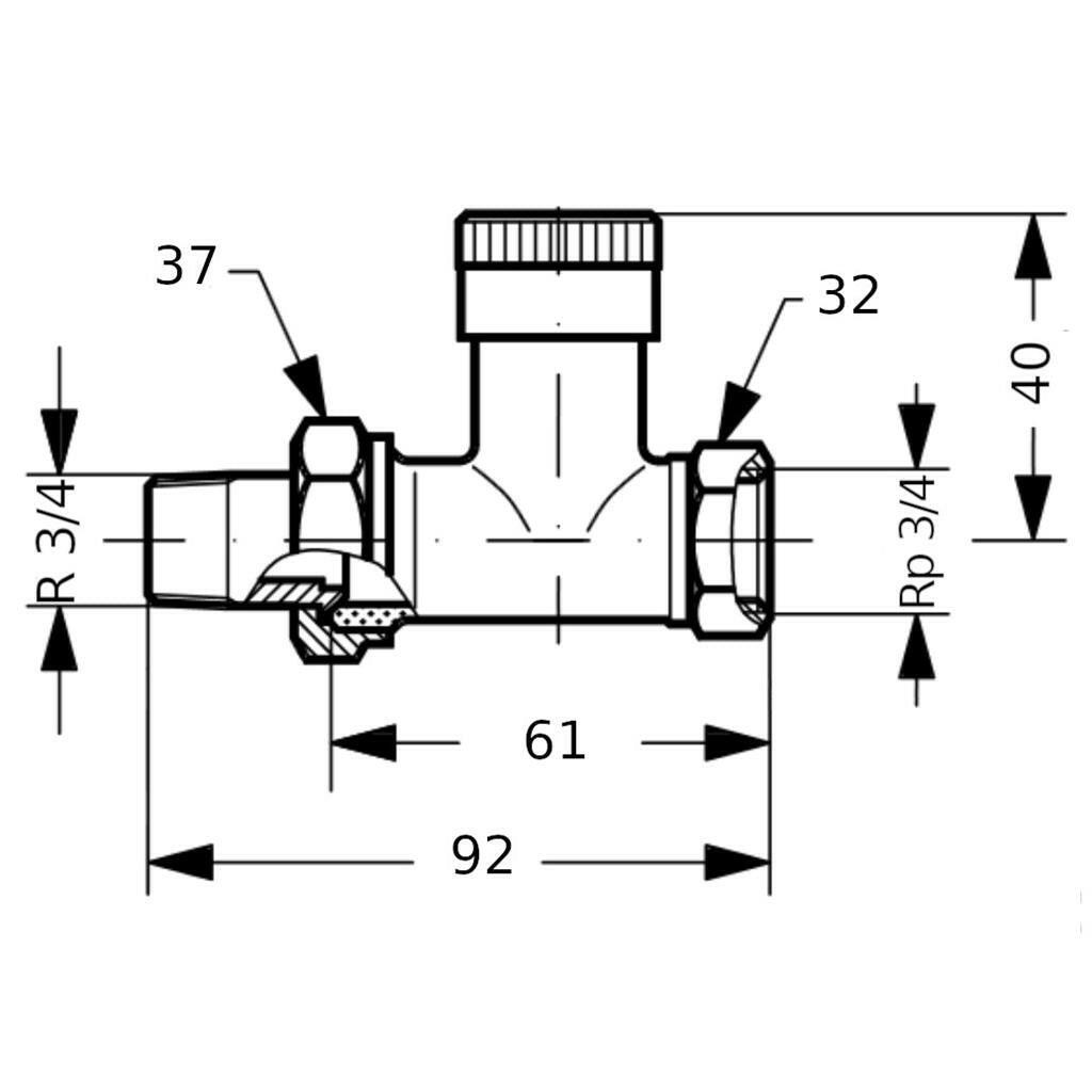 Danfoss RLV 3/4" radiátor visszatérő egyenes