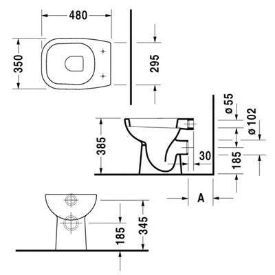 Duravit D - Code WC - csésze álló, hátsó kifolyású, mélyöblítésű (21080900002)
