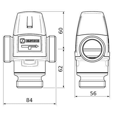 ESBE VTA - 522 termosztatikus keverőszelep 1" külső menetes 20 - 43 °C kvs=3,2 (31620100)