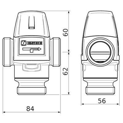 ESBE VTS522 50-75C 32-3,5 KM 1 1/4" termosztatikus keverőszelep (31720400)-1