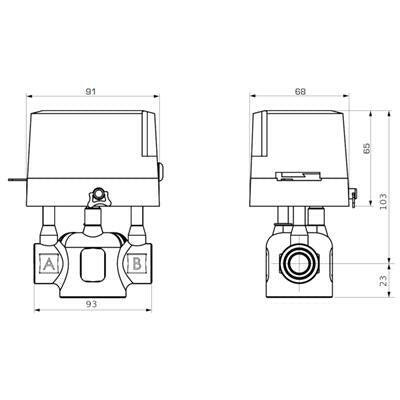 ESBE ZRS224 motoros zónaszelep 1" belső menetes rugó visszatérítéses 230 V AC, 2 pontos kvs=5,7 (43122300)