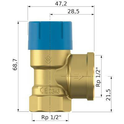 Flamco biztonsági szelep Prescor B 1/2" 10 bar (27102)