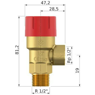 Flamco biztonsági szelep Prescor 1/2" M x 1/2" 3 bar (27675)
