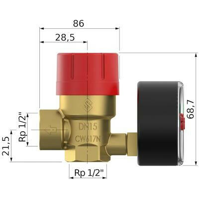 Flamco biztonsági szelep+manométer 1/2" 3 bar (27683)