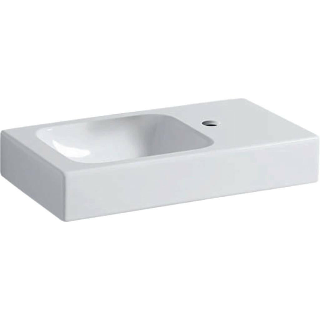 Geberit iCon kézmosó pakolófelülettel 53x13,5x31cm, csaplyuk jobb oldalt, túlfolyó nélkül (124053000)