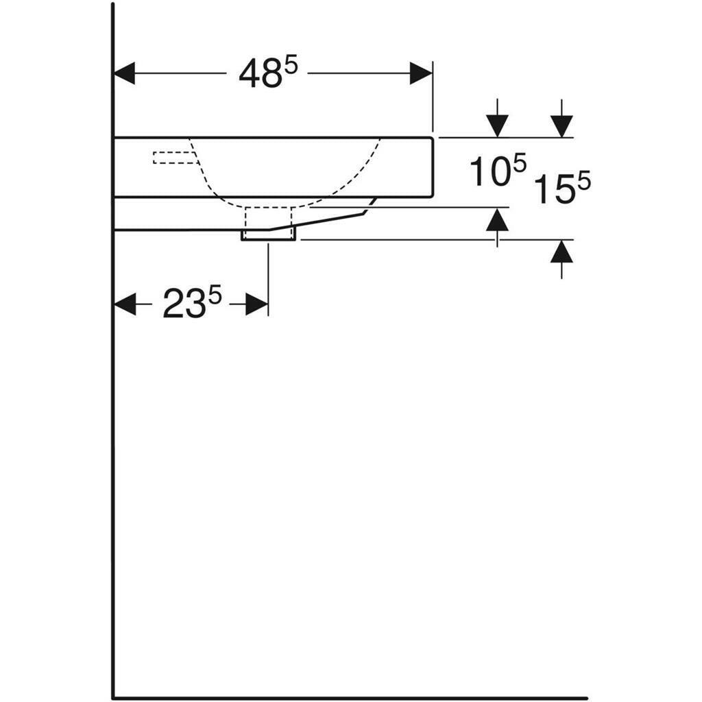 Geberit iCon pultra ültethető mosdó, 60x15,5x48,5cm, csaplyuk középen, túlfolyóval (124560000)