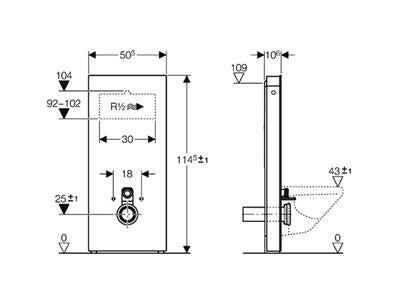 Geberit Monolith szerelőmodul fali WC - hez,114 cm, UMBRA üveg (131.031.SQ.5)