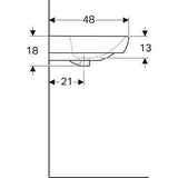 Geberit Selnova Square mosdó, 65x18x48 cm, csaplyuk középen, túlfolyóval (500.299.01.1), kifutó-3