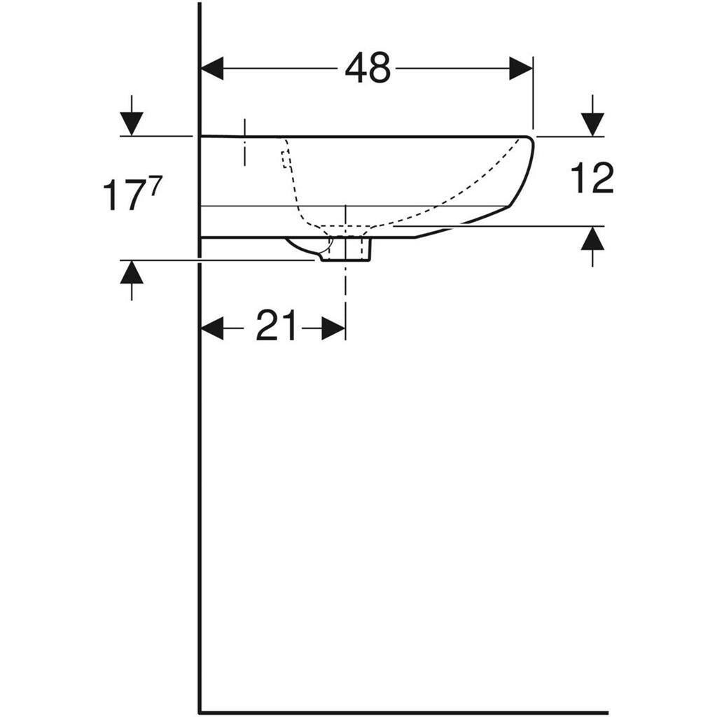 Geberit Selnova mosdó 60x18x48cm , csaplyuk középen 500.305.01.1, kifutó-3