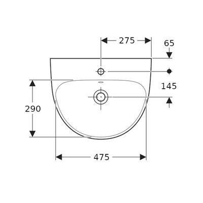 Geberit Selnova mosdó 55 cm csaplyuk középen túlfolyóval, kifutó-2