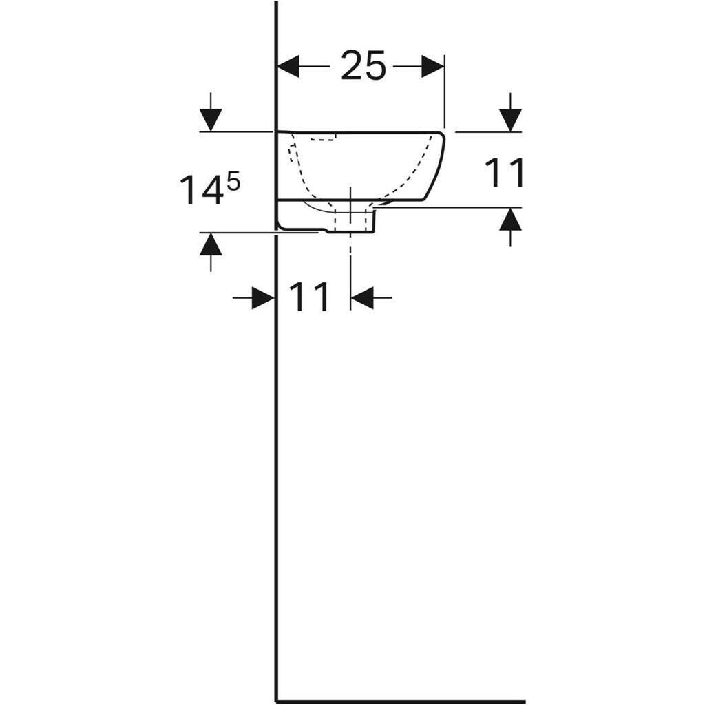 Geberit Selnova Square kézmosó, rövidített 45x15x25cm, jobbos-3