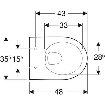 Geberit Selnova Compact fali WC, mélyöblítésű, Rimfree, rövidített (kifutó: 500.349.01.7 )-1