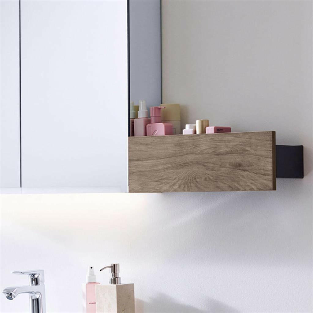 Geberit Smyle Square fali polc, 45x14.8x14.3cm, porszórt matt láva/faerezetes feketedió hickory (500.362.JR.1)