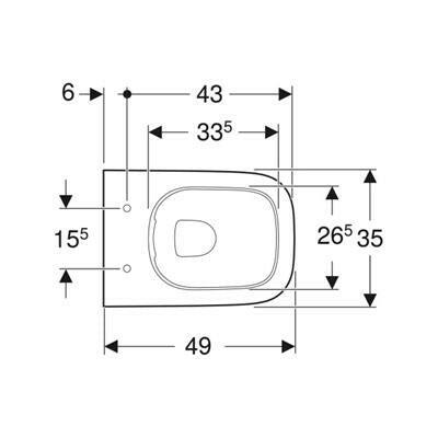 Geberit Smyle Square WC fali mély öbl. rövid, Rimfree