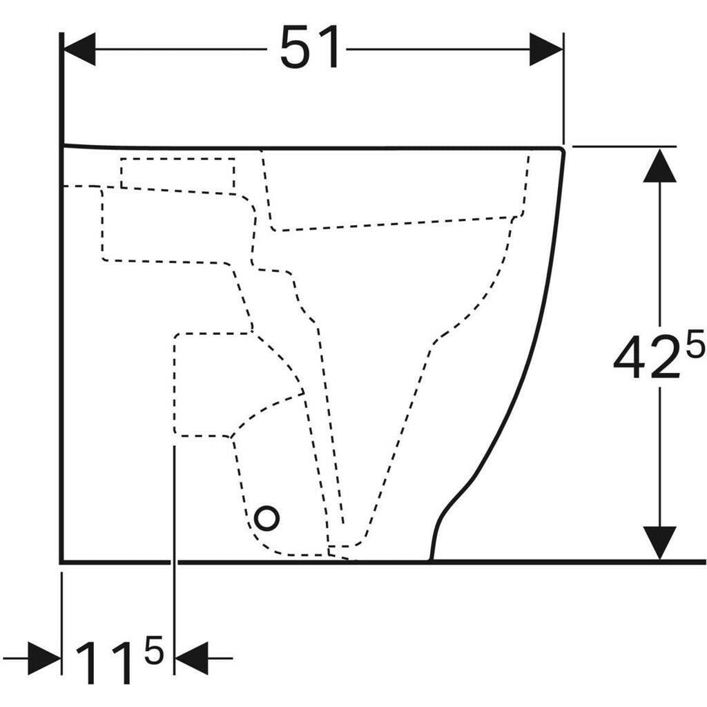 Geberit Acanto álló WC, mélyöblítésű, magasított, falhoz illeszkedő, zárt forma, Rimfree, 51cm (500.602.01.2)