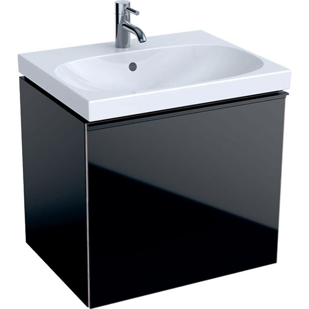 Geberit Acanto alsó szekrény mosdóhoz, fényes üveg/fekete, 59x53,5x47,5cm-0