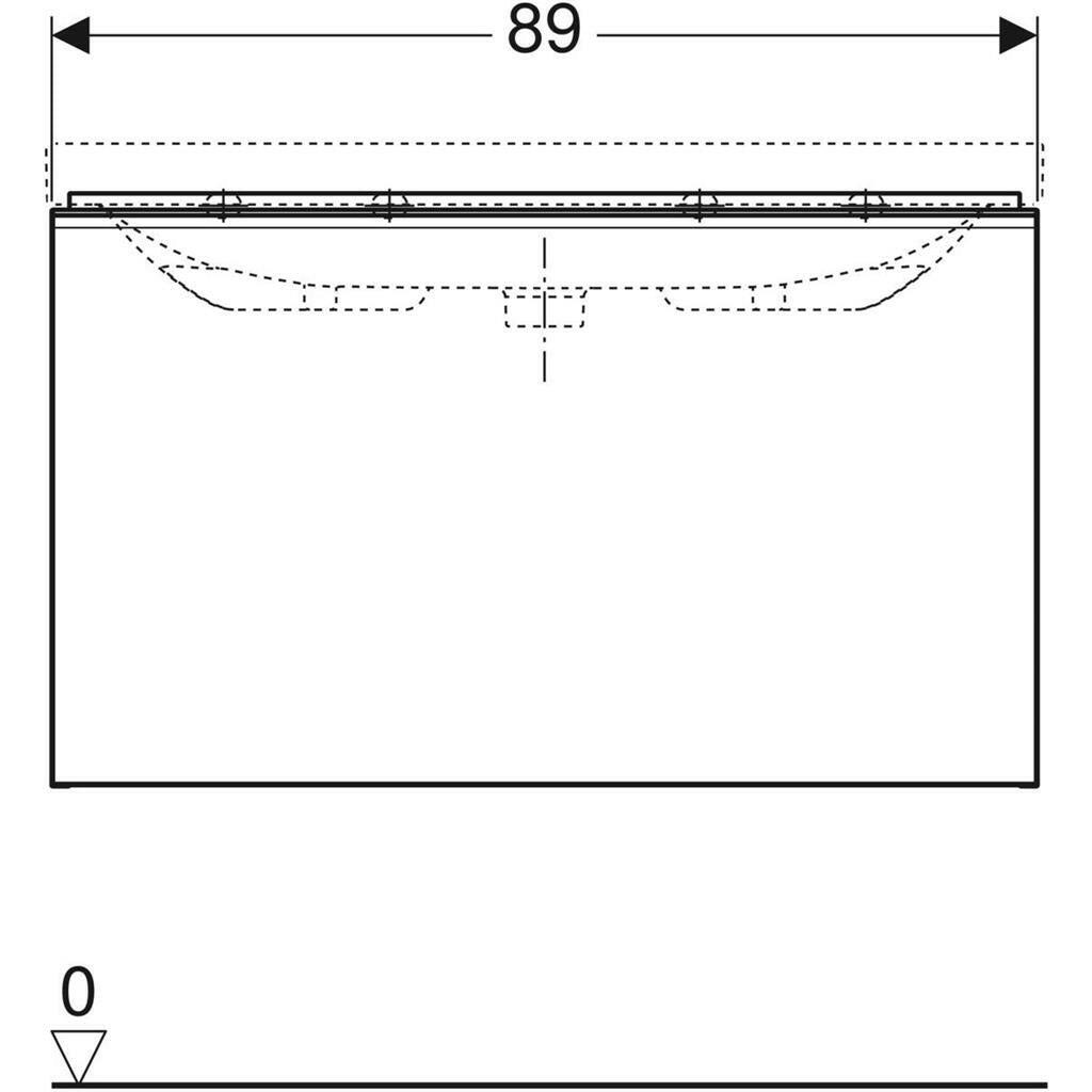 Geberit Acanto alsó szekrény mosdóhoz, fiók+belső fiókkal, 89x53.5x47.5, matt láva/fényes láva üveg (500.612.JK.2)