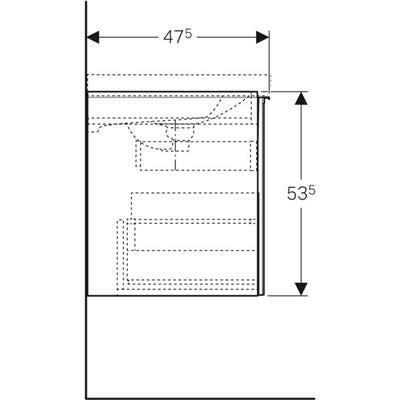 Geberit Acanto alsó szekrény mosdóhoz, 1fiók+1belső fiók, 89x53.5x47.5cm, matt lakkozott homokszürke (500.612.JL.2)